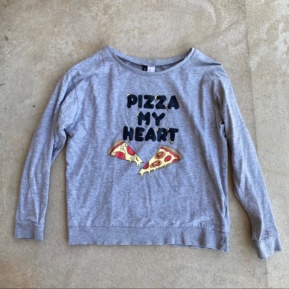SMALL pizza my heart thin sweatshirt divided H&M